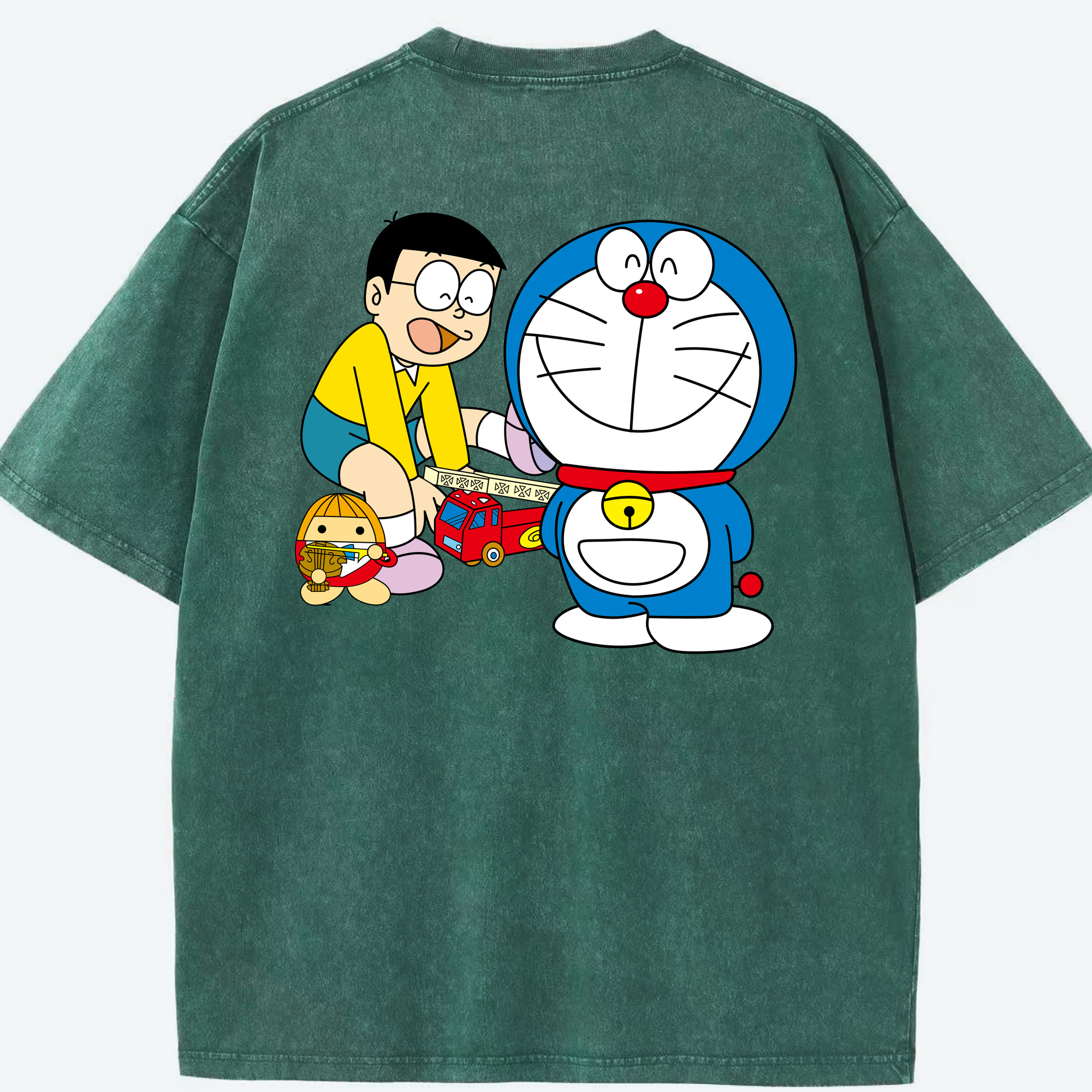 （画像用） ドラえもん Doraemon 綿100% ヴィンテージ風 半袖Tシャツ（背面プリント）
